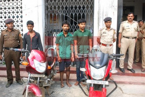 Police nabbed three in allegation of stealing bikes, accused dragged to court